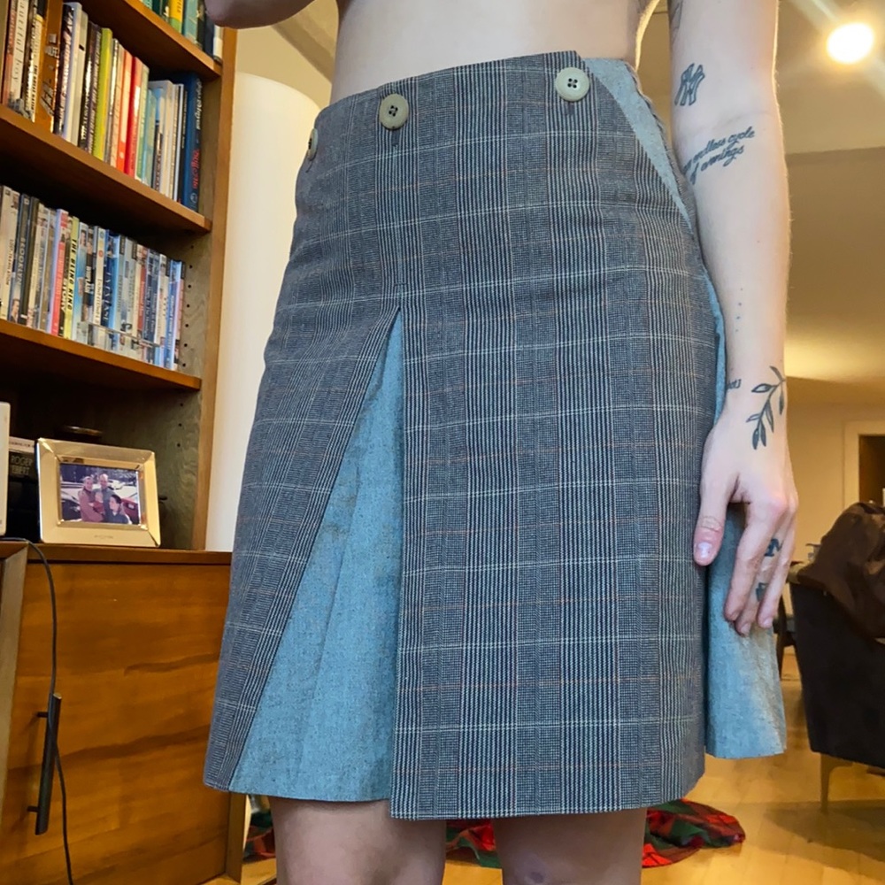 Ports 1961 plaid tartan layered skirt with contrast and buttons pleated 2